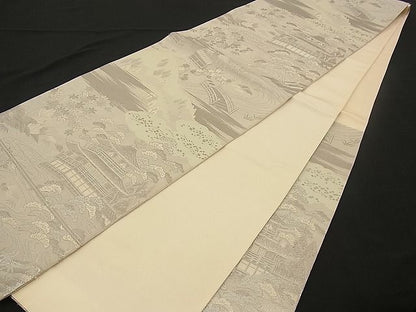 平和屋着物■六通柄袋帯 唐織 金閣寺 プラチナ箔 逸品 n-wb1127