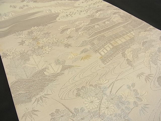 平和屋着物■六通柄袋帯 唐織 金閣寺 プラチナ箔 逸品 n-wb1127