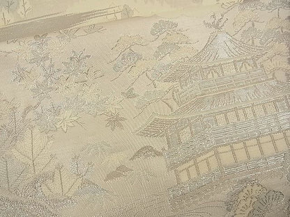 平和屋着物■六通柄袋帯 唐織 金閣寺 プラチナ箔 逸品 n-wb1127