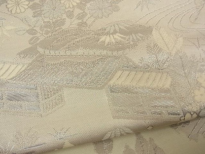 平和屋着物■六通柄袋帯 唐織 金閣寺 プラチナ箔 逸品 n-wb1127