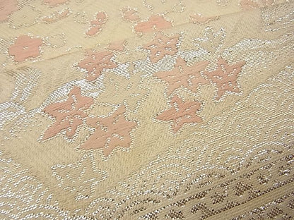平和屋着物■六通柄袋帯 唐織 天井地紙花文 銀糸 逸品 n-wb1134