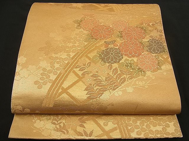 平和屋着物■六通柄袋帯　唐織　籬秋草文　金糸　逸品　n-wb1136