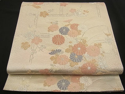 平和屋着物■六通柄袋帯 唐織 菊枝梅文 金銀糸 逸品 n-wb1144