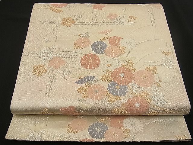 平和屋着物■六通柄袋帯 唐織 菊枝梅文 金銀糸 逸品 n-wb1144