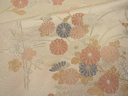 平和屋着物■六通柄袋帯 唐織 菊枝梅文 金銀糸 逸品 n-wb1144