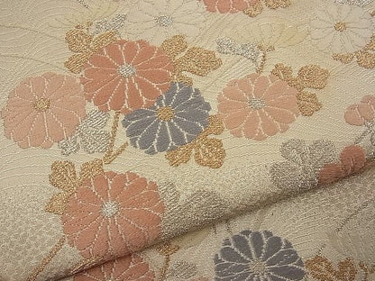 平和屋着物■六通柄袋帯 唐織 菊枝梅文 金銀糸 逸品 n-wb1144