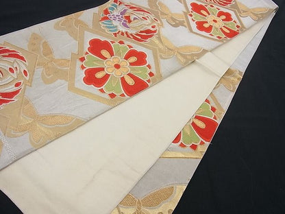 平和屋着物■六通柄袋帯　唐織　松川菱鳳凰花蝶文　金銀糸　逸品　n-wb1401