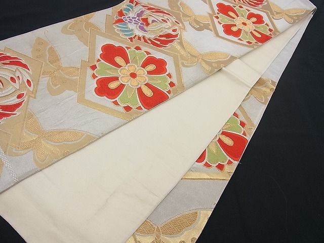 平和屋着物■六通柄袋帯　唐織　松川菱鳳凰花蝶文　金銀糸　逸品　n-wb1401