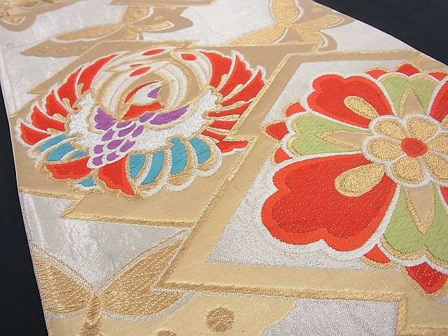 平和屋着物■六通柄袋帯　唐織　松川菱鳳凰花蝶文　金銀糸　逸品　n-wb1401