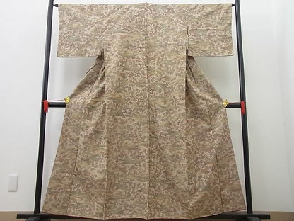 平和屋着物■上質なお召　霞樹林文　逸品　n-wb1575