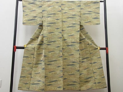 平和屋着物■上質なお召　樹林文　逸品　n-wb1625