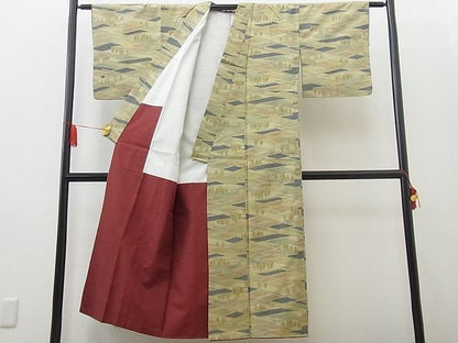 平和屋着物■上質なお召　樹林文　逸品　n-wb1625