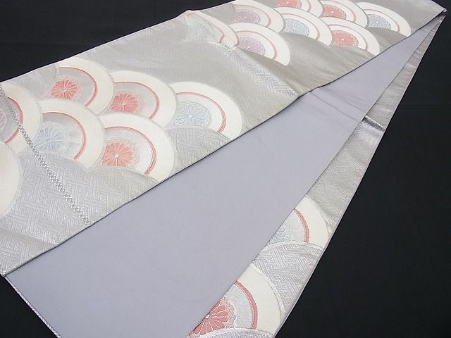 平和屋着物■佐賀錦 六通柄袋帯 唐織 菊青海波 銀糸 逸品 n-wb1796