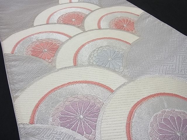 平和屋着物■佐賀錦 六通柄袋帯 唐織 菊青海波 銀糸 逸品 n-wb1796