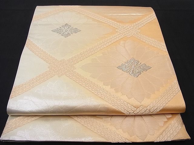 平和屋着物■六通柄袋帯 唐織 菊菱文 銀糸 逸品 n-wb1813