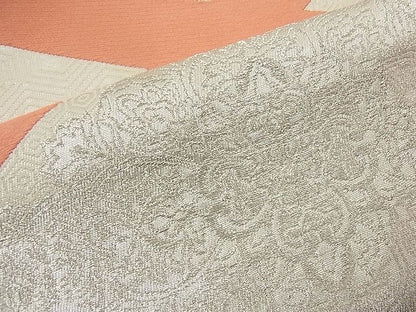 平和屋着物■六通柄袋帯 唐織 吉祥花菱文 銀糸 逸品 n-wb1927