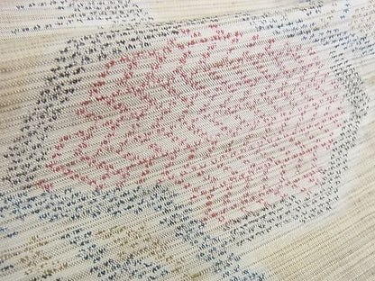 平和屋着物■上質な紬　単衣　笹梅文　逸品　wb2802