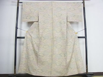 平和屋着物■上質な紬　単衣　笹梅文　逸品　wb2802