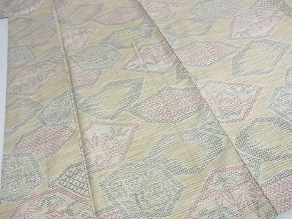 平和屋着物■上質な紬　単衣　笹梅文　逸品　wb2802