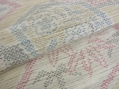 平和屋着物■上質な紬　単衣　笹梅文　逸品　wb2802