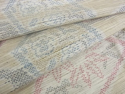 平和屋着物■上質な紬　単衣　笹梅文　逸品　wb2802