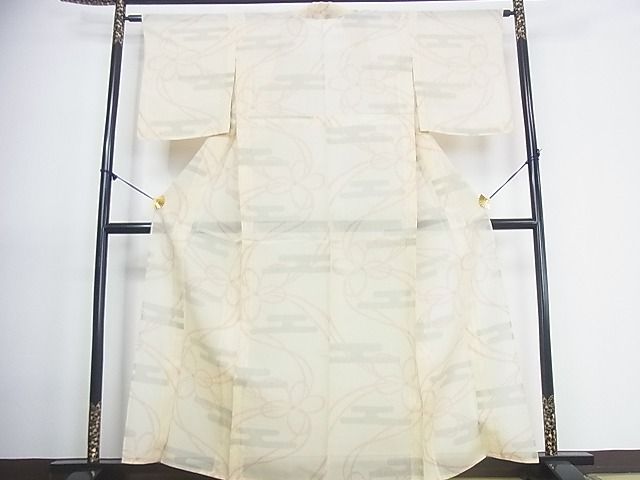 平和屋着物■夏物 お召 霞舞花文 逸品 wb3448