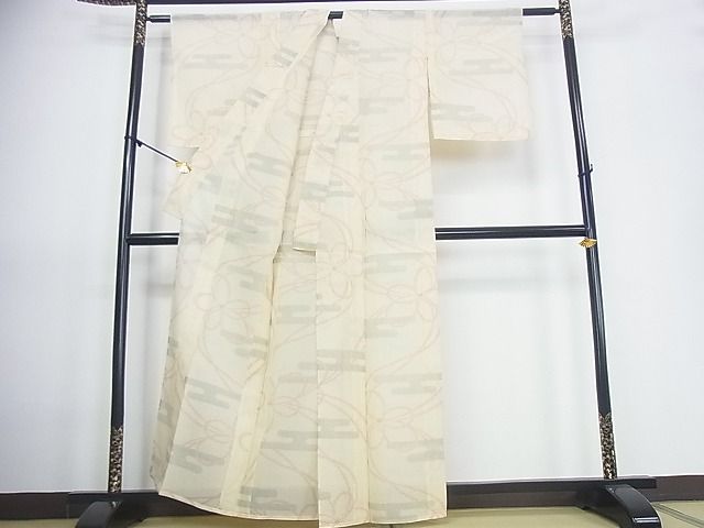平和屋着物■夏物 お召 霞舞花文 逸品 wb3448