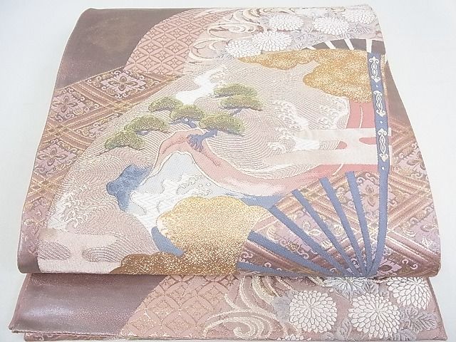 平和屋着物■六通柄袋帯 唐織 吉祥舞扇花文 金糸 引箔 逸品 wb6523