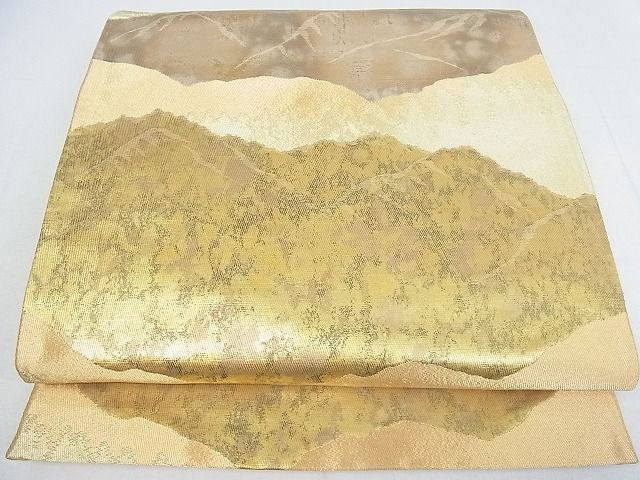 平和屋着物□六通柄袋帯 遠山霞文 金銀糸 逸品 wb6652