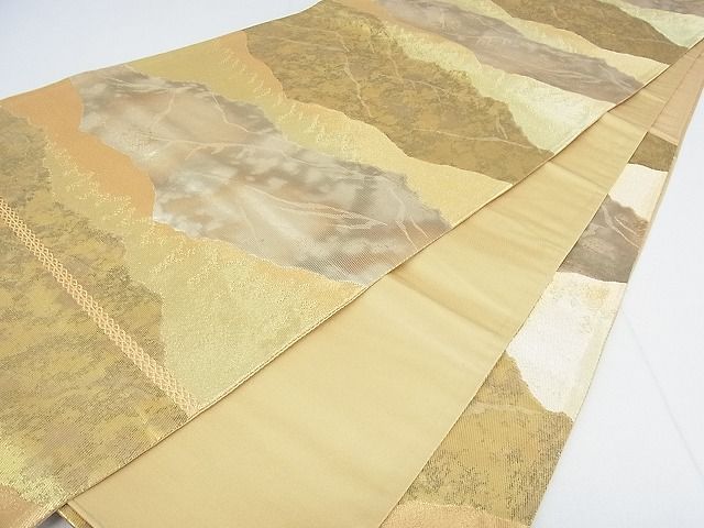 平和屋着物□六通柄袋帯 遠山霞文 金銀糸 逸品 wb6652