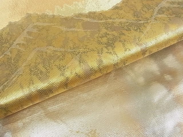 平和屋着物□六通柄袋帯 遠山霞文 金銀糸 逸品 wb6652