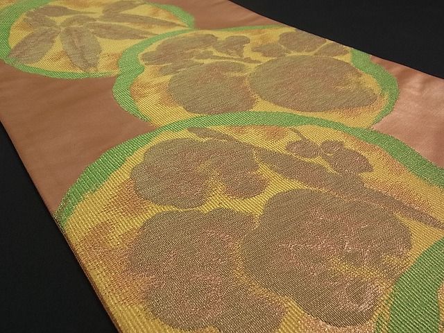平和屋着物■六通柄袋帯 草花丸文 金糸 逸品 we1410