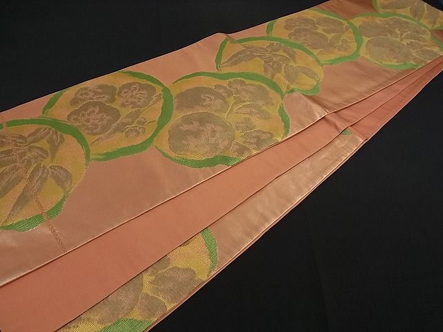 平和屋着物■六通柄袋帯 草花丸文 金糸 逸品 we1410