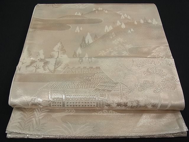平和屋着物■六通柄袋帯 千代錦 風景文 銀糸 逸品 we1411