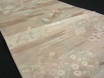 平和屋着物■六通柄袋帯 千代錦 風景文 銀糸 逸品 we1411