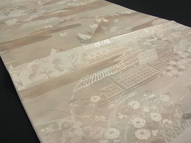 平和屋着物■六通柄袋帯 千代錦 風景文 銀糸 逸品 we1411