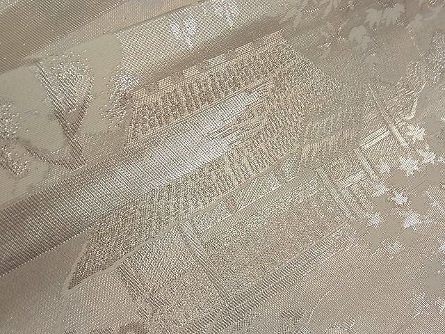 平和屋着物■六通柄袋帯 千代錦 風景文 銀糸 逸品 we1411