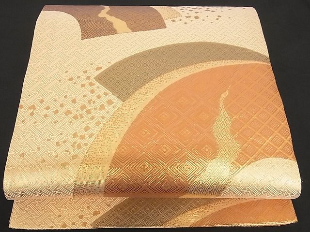 平和屋着物■本場筑前博多織 佐賀錦 六通柄袋帯 木下節夫作 地紙吉祥文 金糸 証紙付き 正絹 逸品 A-wj3181