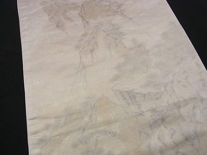 平和屋着物■六通柄袋帯 手描き 風景文 引箔 逸品 n-xg0008