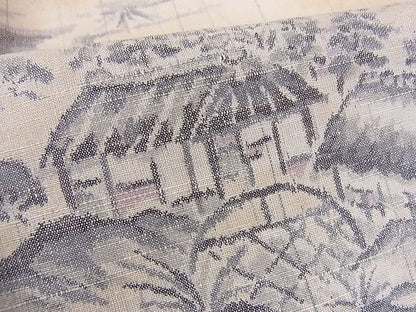 平和屋着物■上質な紬　風景樹林文　逸品　xg4083