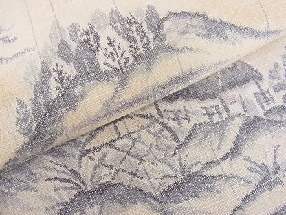 平和屋着物■上質な紬　風景樹林文　逸品　xg4083