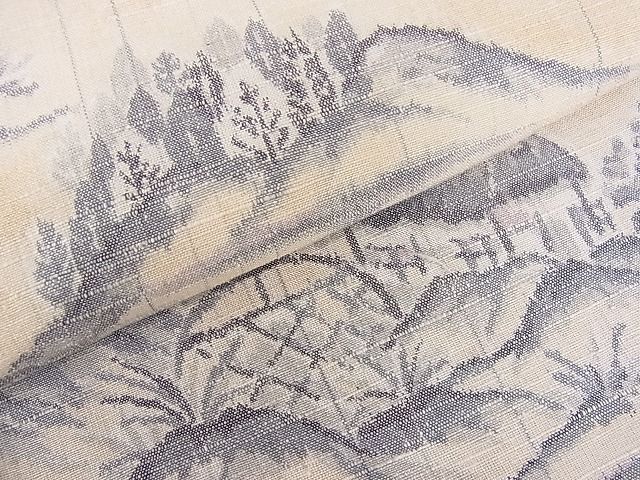 平和屋着物■上質な紬　風景樹林文　逸品　xg4083