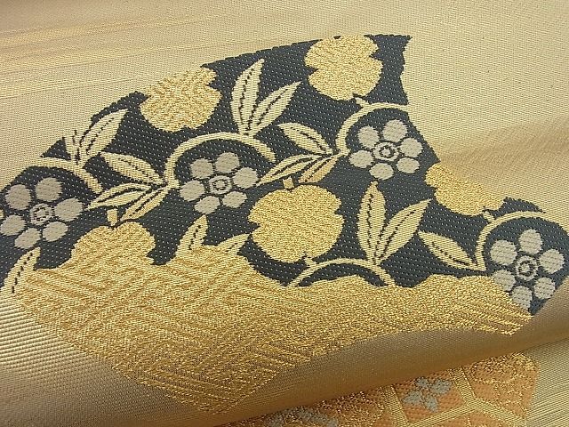 平和屋着物■六通柄袋帯 唐織 地紙吉祥花文 金糸 逸品 n-yc0945