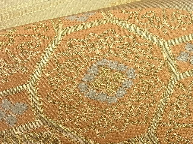 平和屋着物■六通柄袋帯 唐織 地紙吉祥花文 金糸 逸品 n-yc0945