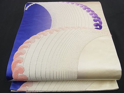 平和屋着物■六通柄袋帯 唐織 立波文 銀糸 逸品 n-yc1627