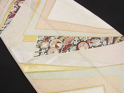 平和屋着物■六通柄袋帯 唐織 色紙重ね宝尽くし吉祥文 金銀糸 逸品 n-yc1650