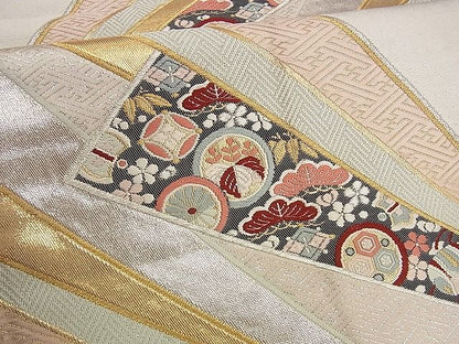 平和屋着物■六通柄袋帯 唐織 色紙重ね宝尽くし吉祥文 金銀糸 逸品 n-yc1650