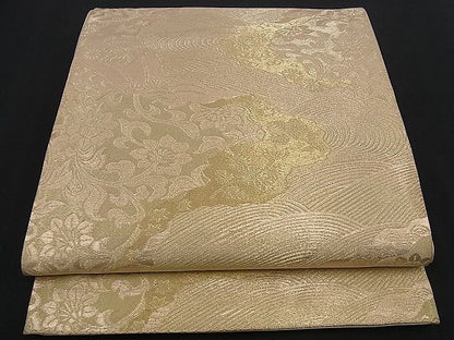 平和屋着物■六通柄袋帯 立波更紗花文 金糸 逸品 n-yc1765