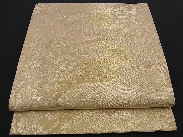 平和屋着物■六通柄袋帯 立波更紗花文 金糸 逸品 n-yc1765