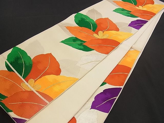 平和屋着物■六通柄袋帯 唐織 草花文 金糸 逸品 n-yc1835